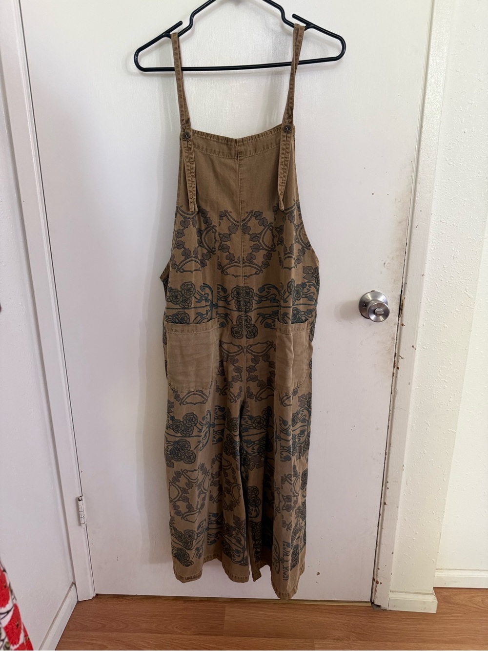 Brown Printed Cropped Overalls